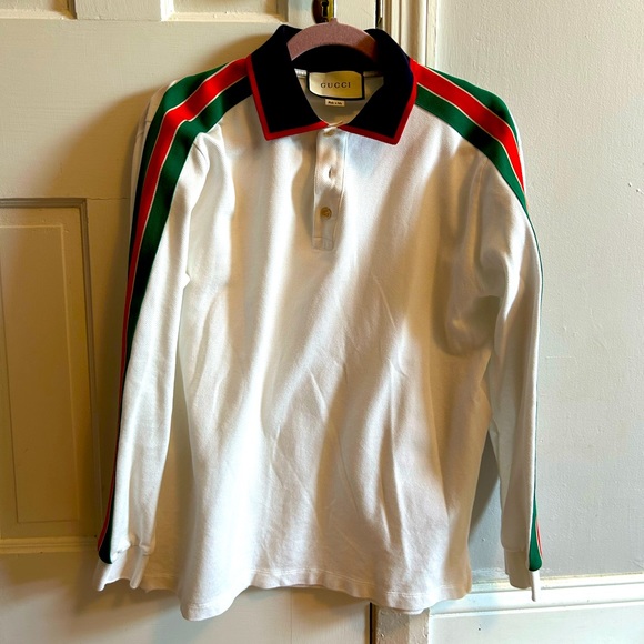 Gucci “Web” long sleeve Polo shirt Medium